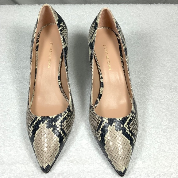 NEW Stuart Weitzman Adria Python-Embossed Pumps - Picture 2 of 13